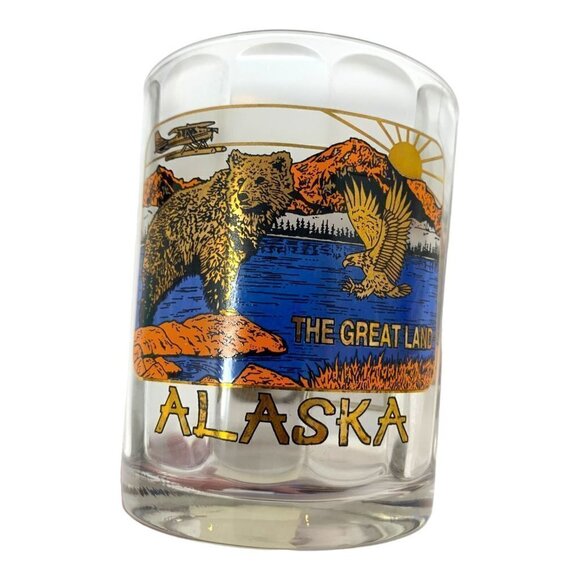 ALASKA Collectible Glass Bear Scenic Souvenir Of Alaska The Great Land Lot Set - Picture 2 of 6
